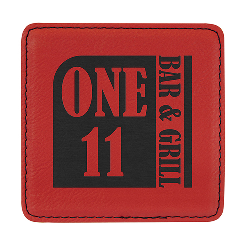 4' x 4'Square Leatherette Coasters 6-Coaster Set with Holder 4' x 4'Square Leatherette Coasters 6-Coaster Set with Holder