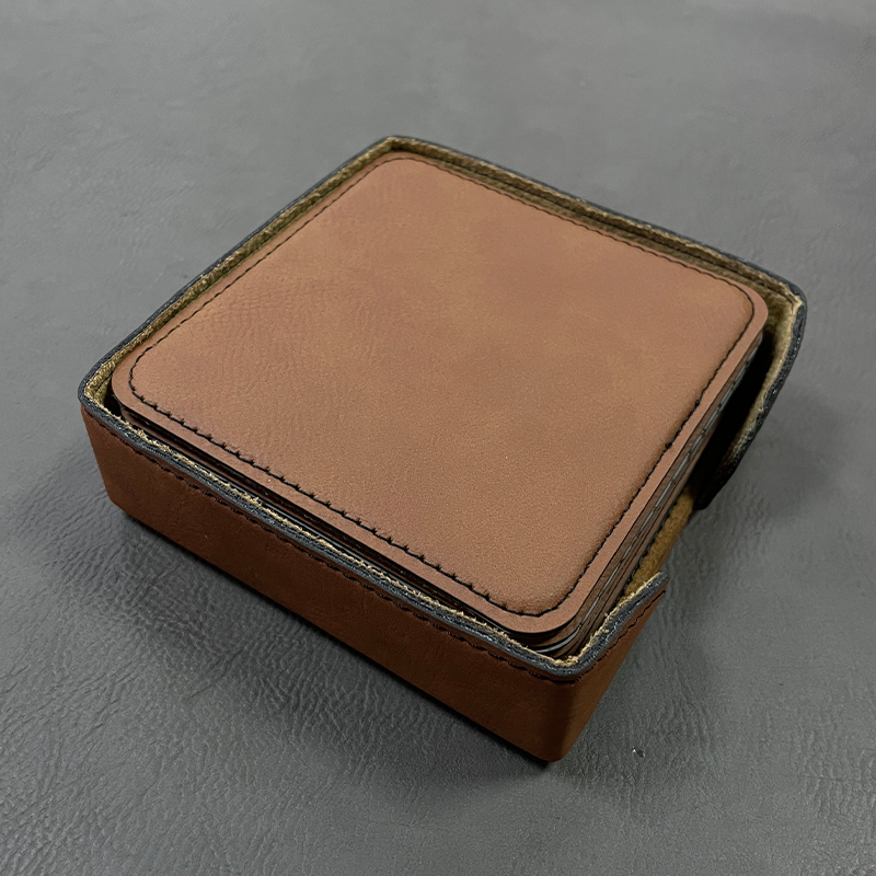 4' x 4'Square Leatherette Coasters 6-Coaster Set with Holder 4' x 4'Square Leatherette Coasters 6-Coaster Set with Holder