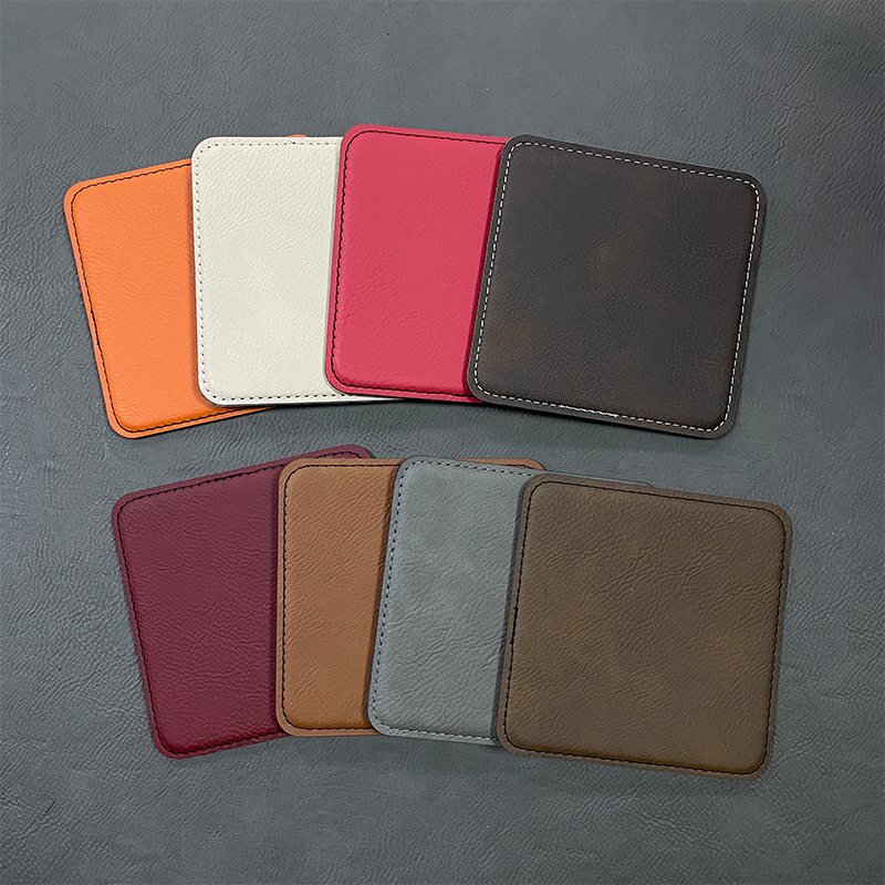 4' x 4'Square Leatherette Coasters 6-Coaster Set with Holder 4' x 4'Square Leatherette Coasters 6-Coaster Set with Holder