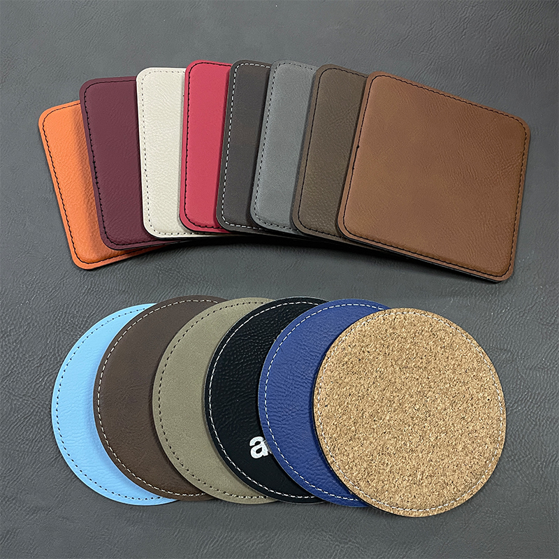 4' x 4'Square Leatherette Coasters 6-Coaster Set with Holder 4' x 4'Square Leatherette Coasters 6-Coaster Set with Holder