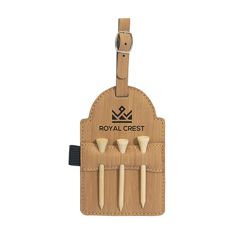 Laserable Leatherette Golf Bag Tag with Tees Laserable Leatherette Golf Bag Tag with Tees