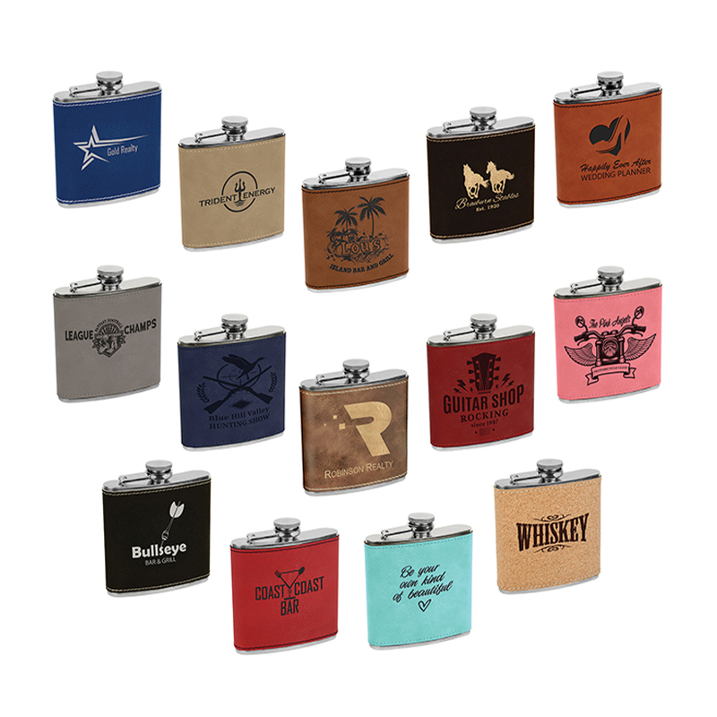 Laserable Leatherette Flasks