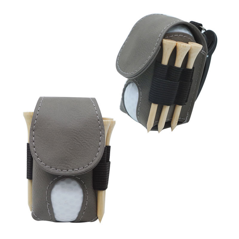 Laserable Leatherette Golf Ball Holder with 5 Wooden Tees Laserable Leatherette Golf Ball Holder with 5 Wooden Tees