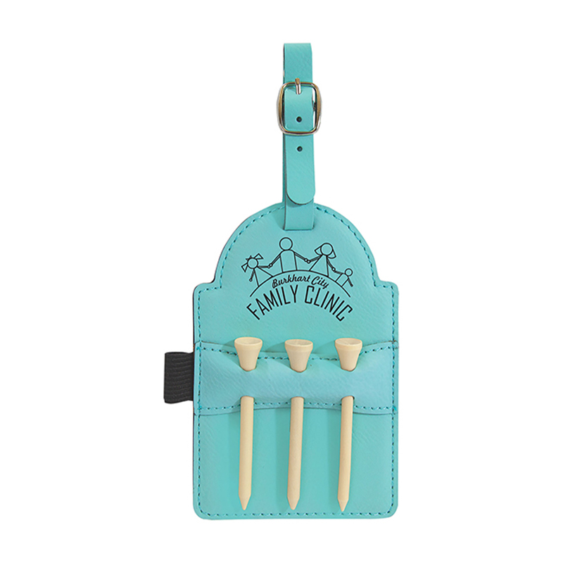 Laserable Leatherette Golf Bag Tag with Tees Laserable Leatherette Golf Bag Tag with Tees