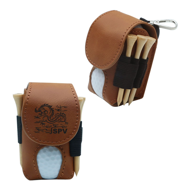 Laserable Leatherette Golf Ball Holder with 5 Wooden Tees Laserable Leatherette Golf Ball Holder with 5 Wooden Tees