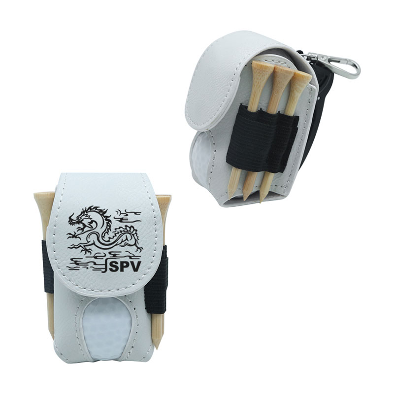 Laserable Leatherette Golf Ball Holder with 5 Wooden Tees Laserable Leatherette Golf Ball Holder with 5 Wooden Tees