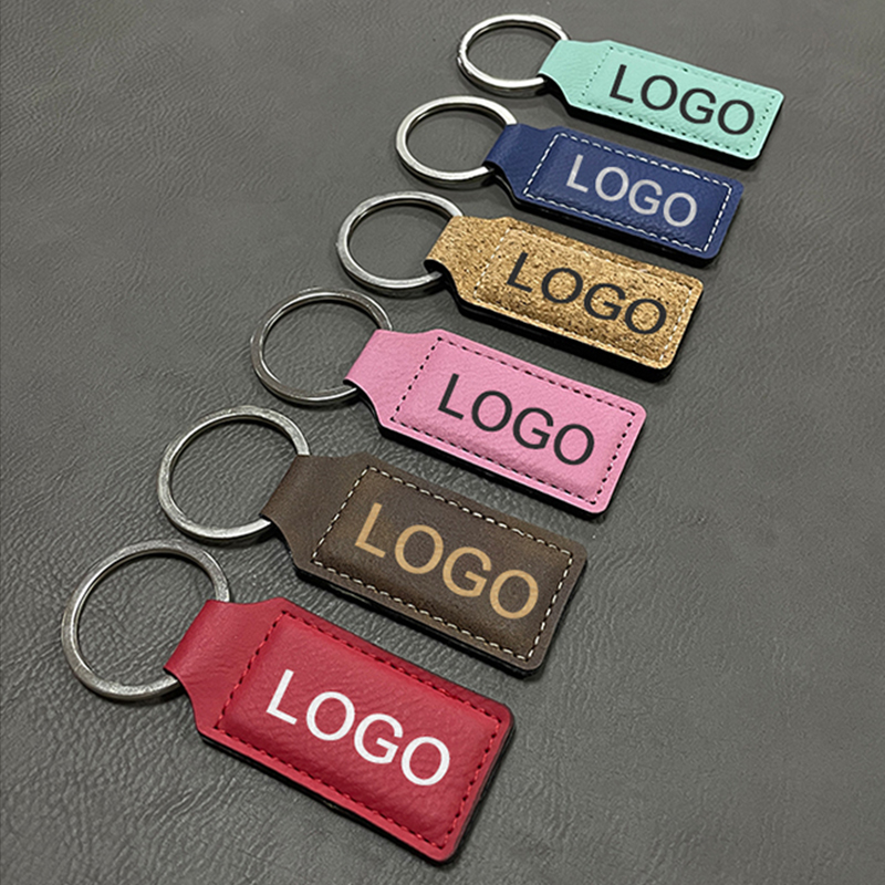 Laserable Leatherette Rectangle Keychains with Oiled Edge Laserable Leatherette Rectangle Keychains with Oiled Edge