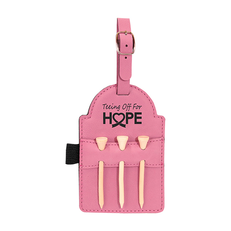 Laserable Leatherette Golf Bag Tag with Tees Laserable Leatherette Golf Bag Tag with Tees