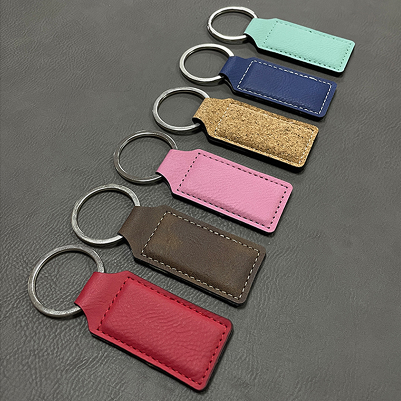 Laserable Leatherette Rectangle Keychains with Oiled Edge Laserable Leatherette Rectangle Keychains with Oiled Edge