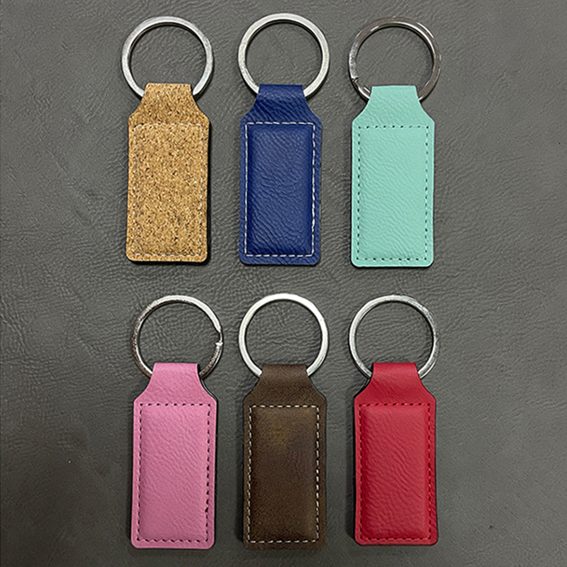 Laserable Leatherette Rectangle Keychains with Oiled Edge Laserable Leatherette Rectangle Keychains with Oiled Edge