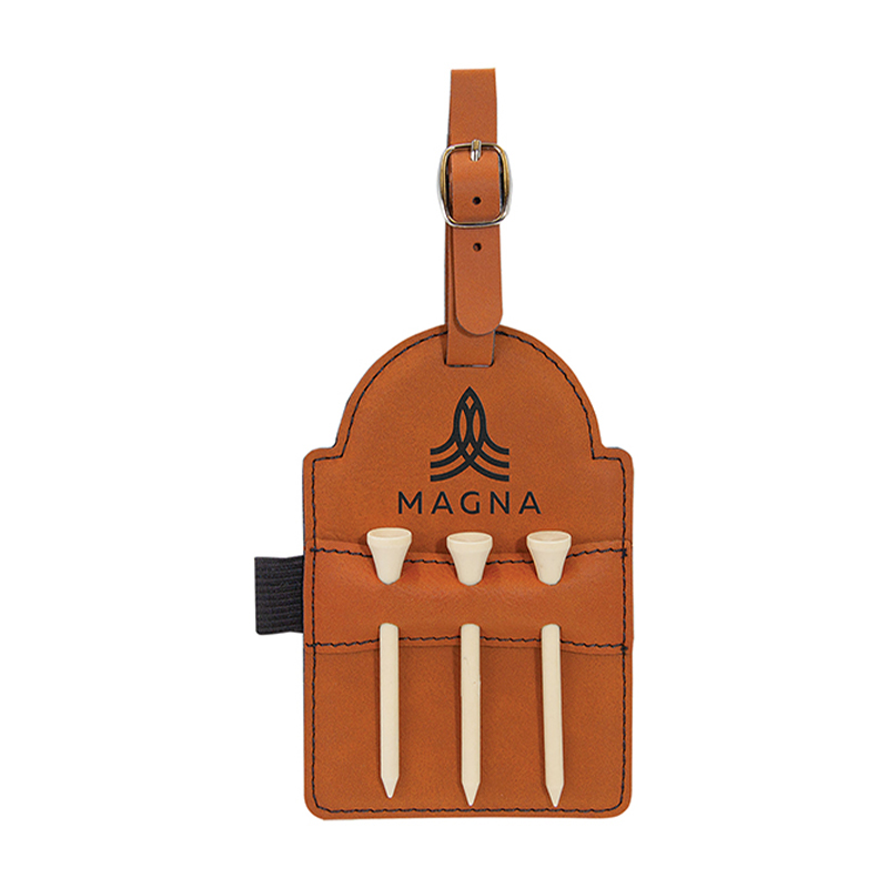 Laserable Leatherette Golf Bag Tag with Tees Laserable Leatherette Golf Bag Tag with Tees