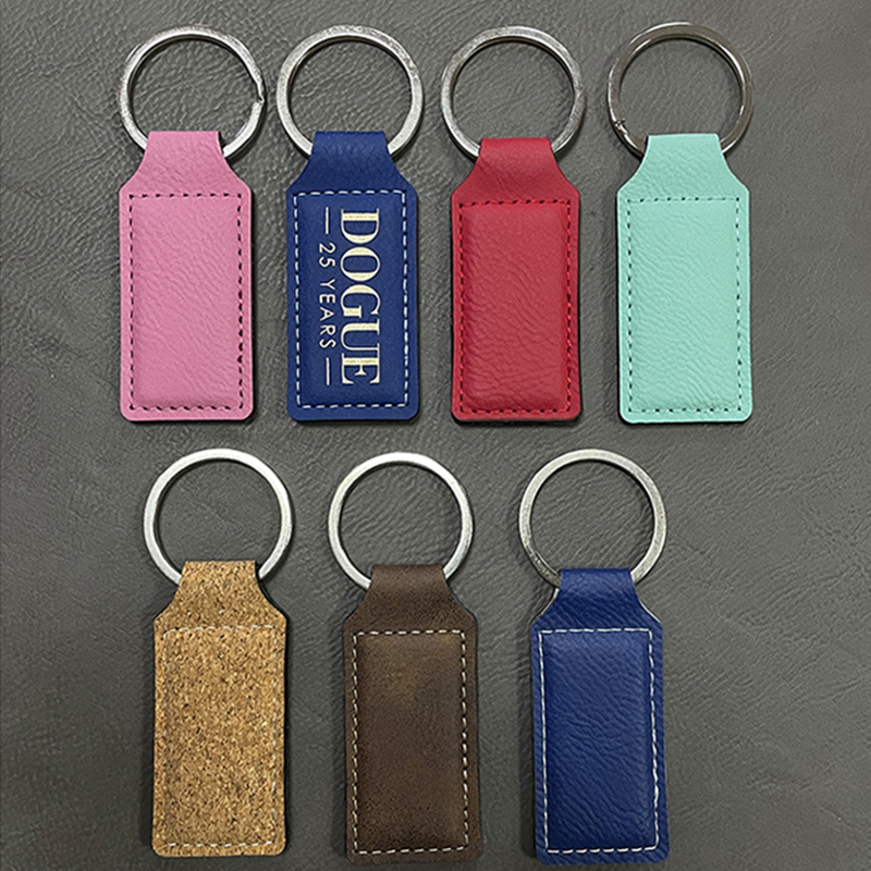 Laserable Leatherette Rectangle Keychains with Oiled Edge Laserable Leatherette Rectangle Keychains with Oiled Edge