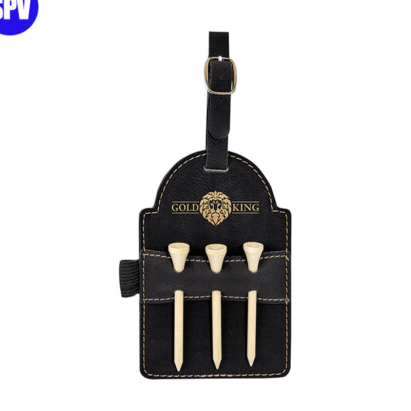 Laserable Leatherette Golf Bag Tag with Tees Laserable Leatherette Golf Bag Tag with Tees