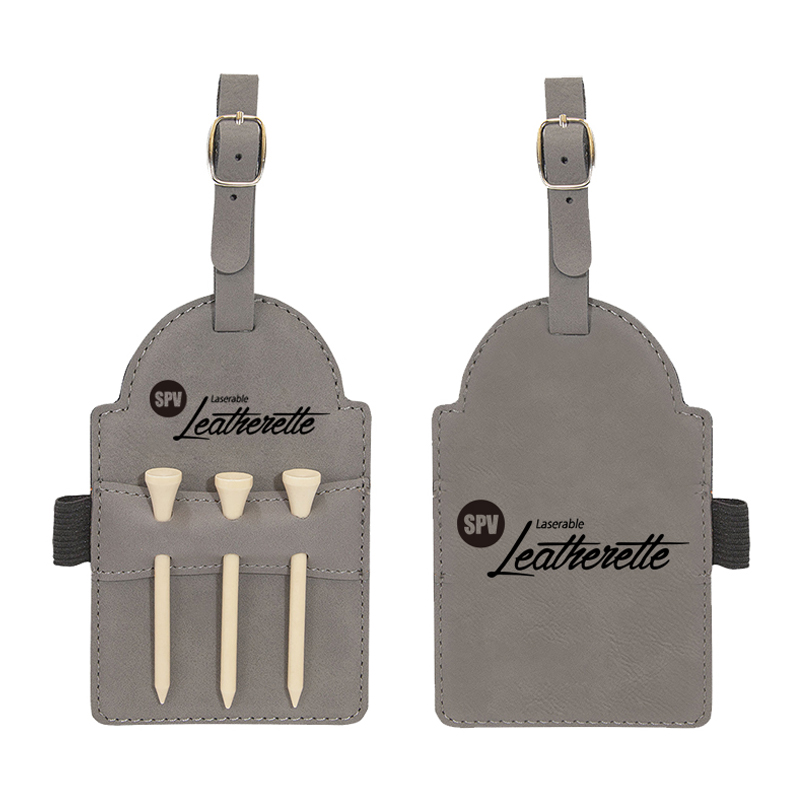 Laserable Leatherette Golf Bag Tag with Tees Laserable Leatherette Golf Bag Tag with Tees