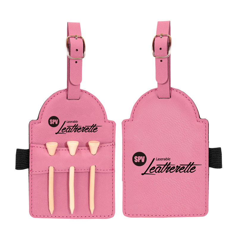 Laserable Leatherette Golf Bag Tag with Tees Laserable Leatherette Golf Bag Tag with Tees