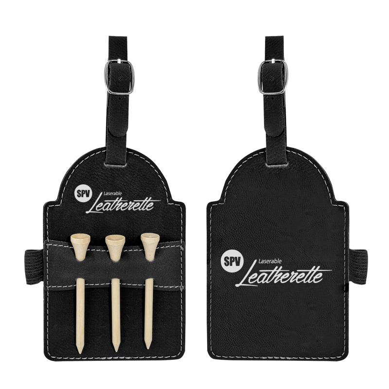 Laserable Leatherette Golf Bag Tag with Tees Laserable Leatherette Golf Bag Tag with Tees