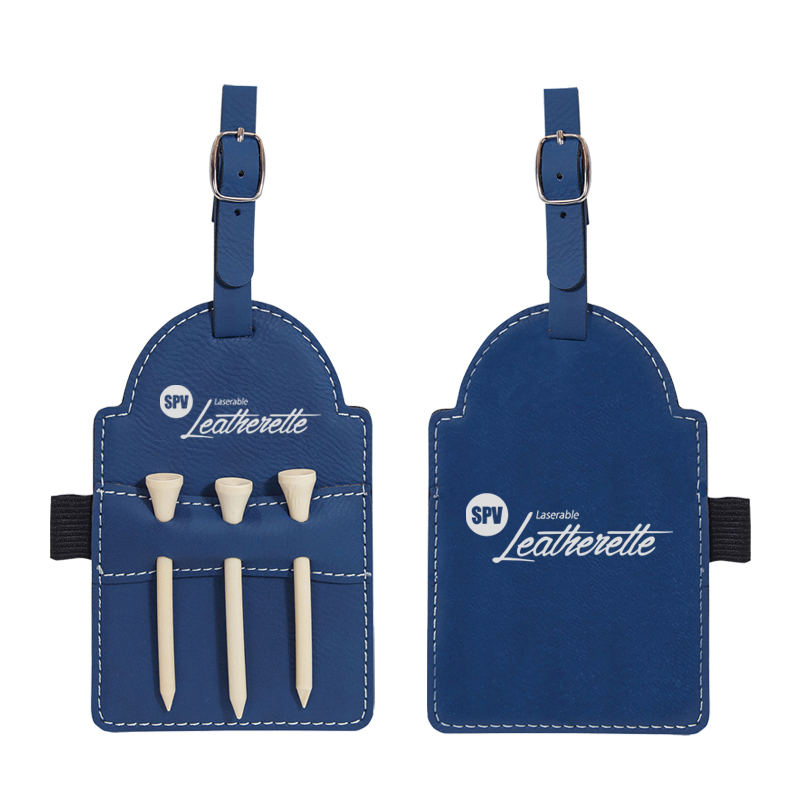 Laserable Leatherette Golf Bag Tag with Tees Laserable Leatherette Golf Bag Tag with Tees