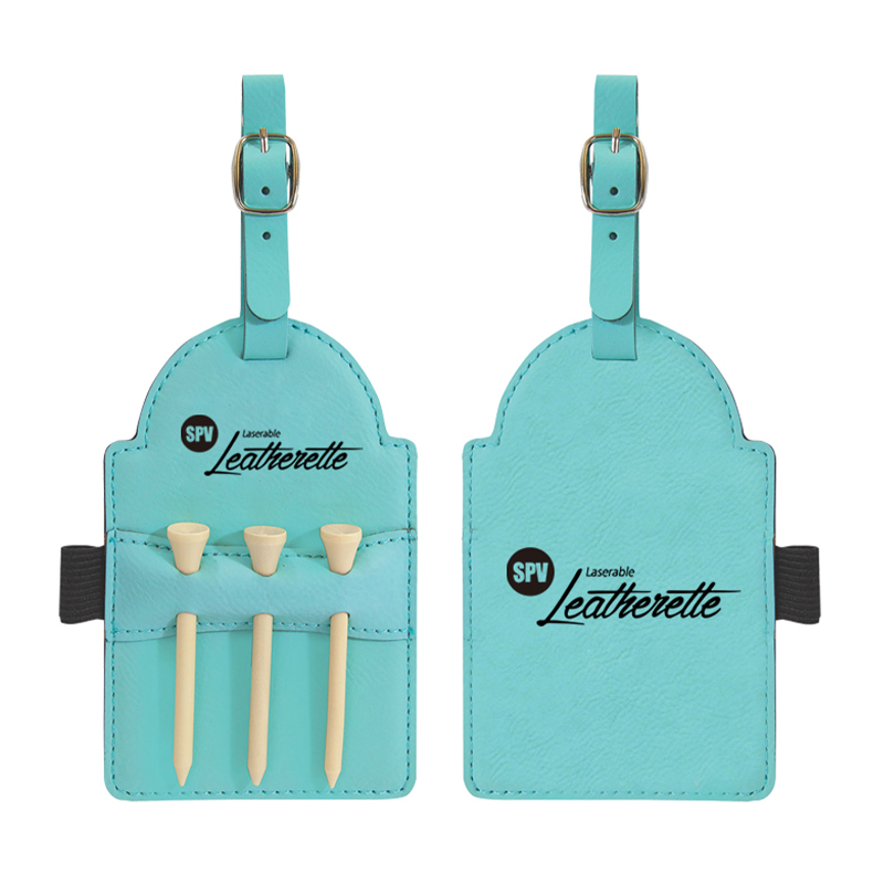 Laserable Leatherette Golf Bag Tag with Tees Laserable Leatherette Golf Bag Tag with Tees