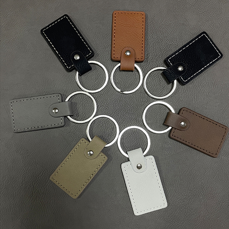 Laserable Leatherette Rectangle Keychains with Oiled Edge Laserable Leatherette Rectangle Keychains with Oiled Edge