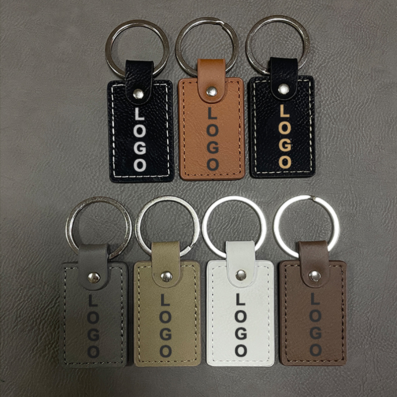 Laserable Leatherette Rectangle Keychains with Oiled Edge Laserable Leatherette Rectangle Keychains with Oiled Edge
