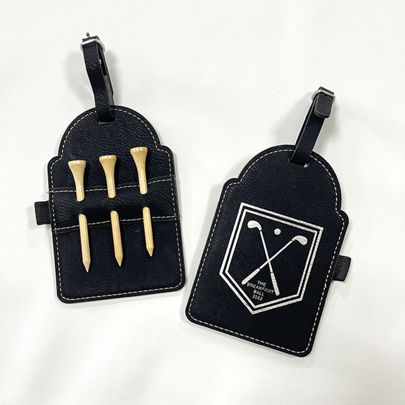 Laserable Leatherette Golf Bag Tag with Tees Laserable Leatherette Golf Bag Tag with Tees