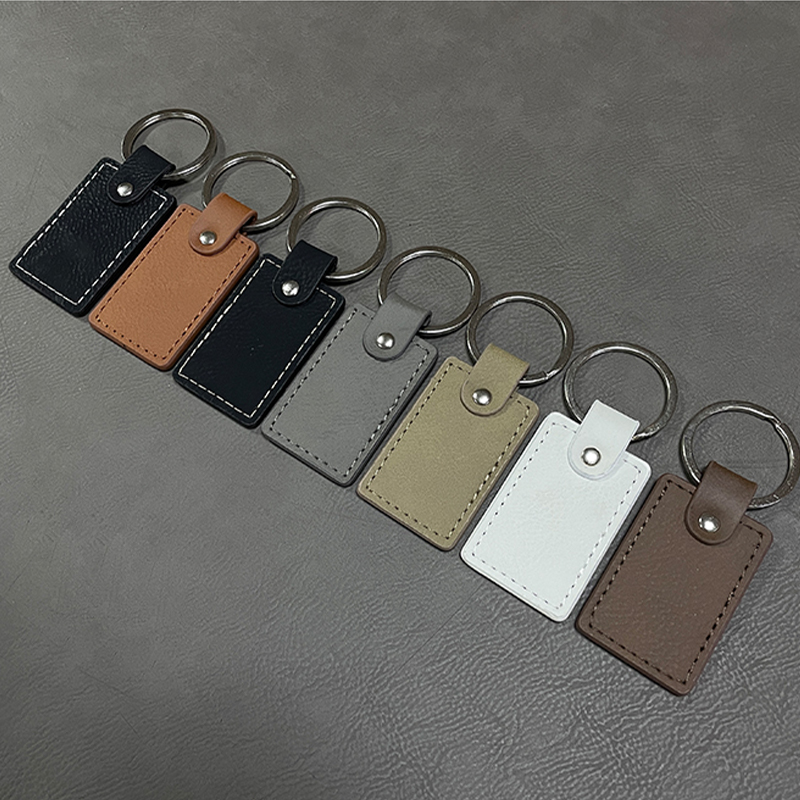 Laserable Leatherette Rectangle Keychains with Oiled Edge Laserable Leatherette Rectangle Keychains with Oiled Edge