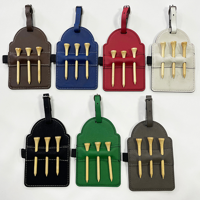 Laserable Leatherette Golf Bag Tag with Tees Laserable Leatherette Golf Bag Tag with Tees