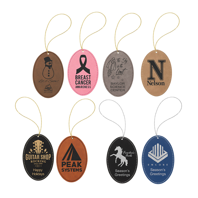 Laserable Leatherette Oval Ornament