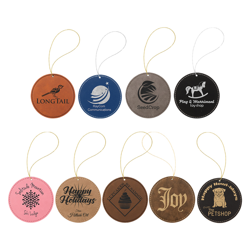 Laserable Leatherette Round Ornament