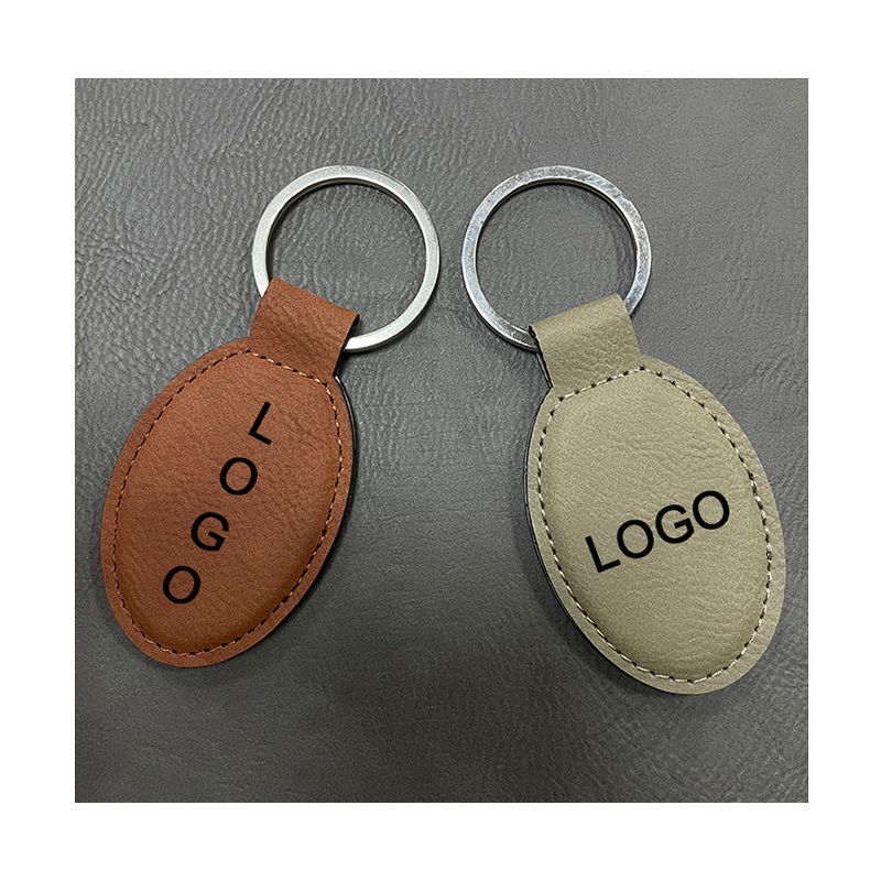Laserable Leatherette Oval Keychains with Oiled Edge Laserable Leatherette Oval Keychains with Oiled Edge
