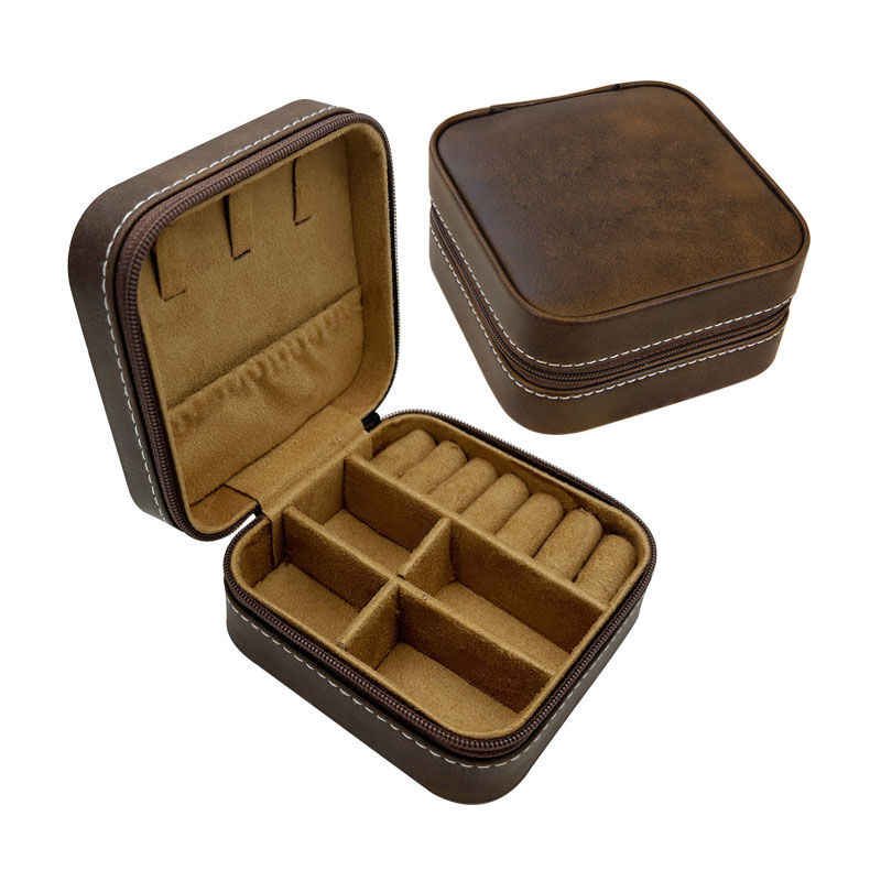 4×4 Laserable Leatherette Travel Jewelry Box with Black Lining 4×4 Laserable Leatherette Travel Jewelry Box with Black Lining