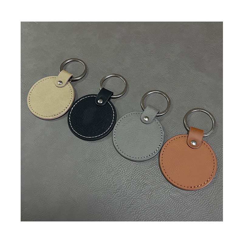 Laserable Leatherette Round Keychains with Oiled Edge Laserable Leatherette Round Keychains with Oiled Edge