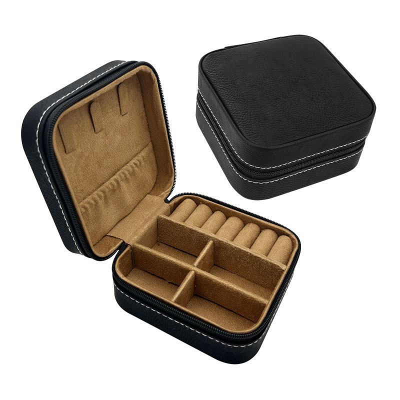 4×4 Laserable Leatherette Travel Jewelry Box with Black Lining 4×4 Laserable Leatherette Travel Jewelry Box with Black Lining