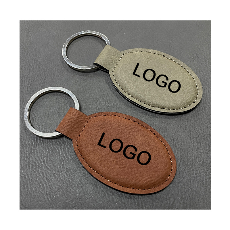 Laserable Leatherette Oval Keychains with Oiled Edge Laserable Leatherette Oval Keychains with Oiled Edge