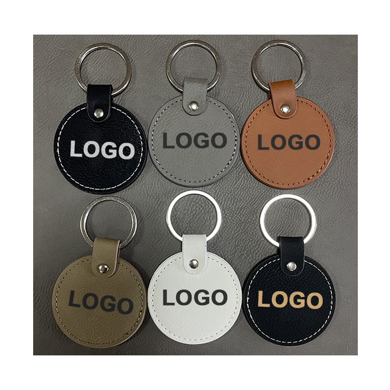Laserable Leatherette Round Keychains with Oiled Edge Laserable Leatherette Round Keychains with Oiled Edge