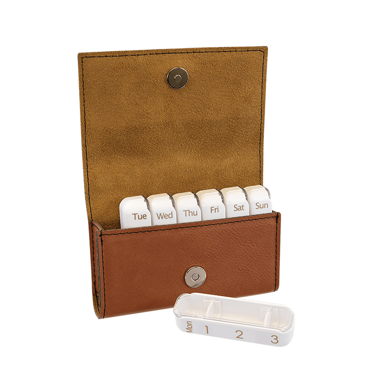 4 3/4' x 3 1/8' Laserable Leatherette Pill Box 4 3/4' x 3 1/8' Laserable Leatherette Pill Box