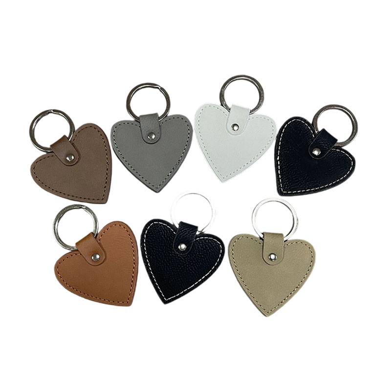 laserable Leatherette Heart Keychains with Oiled Edge