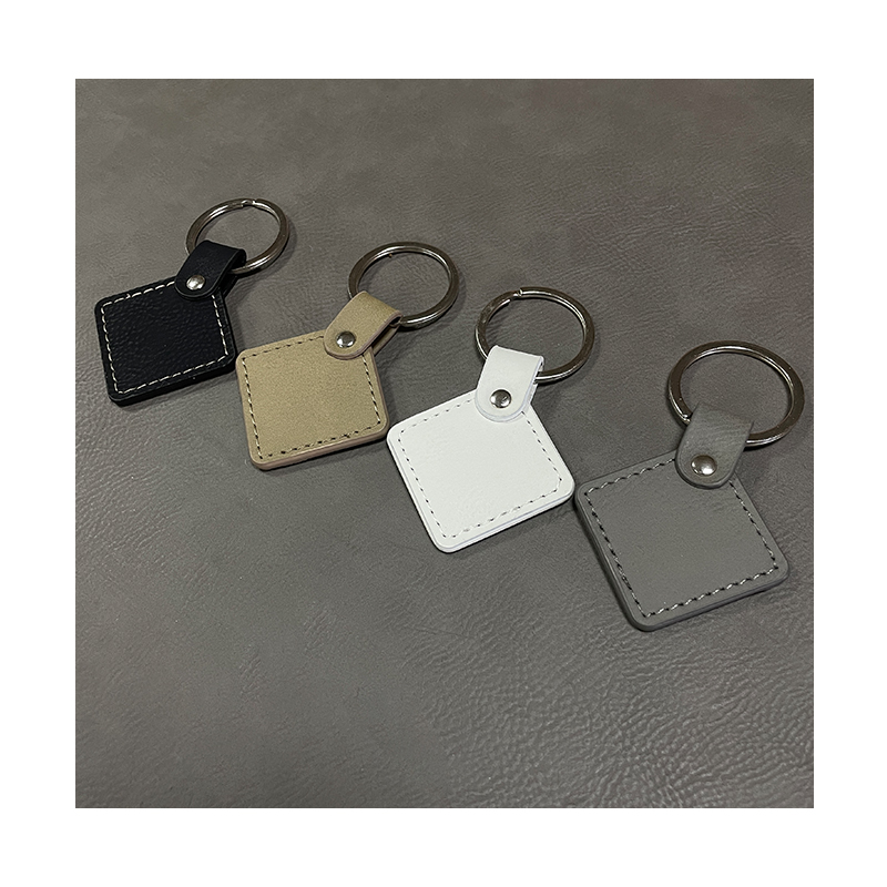 Laserable Leatherette Square Keychains with Oiled Edge Laserable Leatherette Square Keychains with Oiled Edge