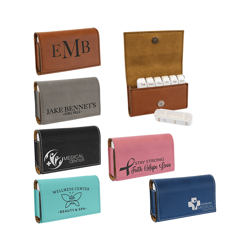 9 3/4' x 2 1/2' Laserable Leatherette Pill Box 9 3/4' x 2 1/2' Laserable Leatherette Pill Box