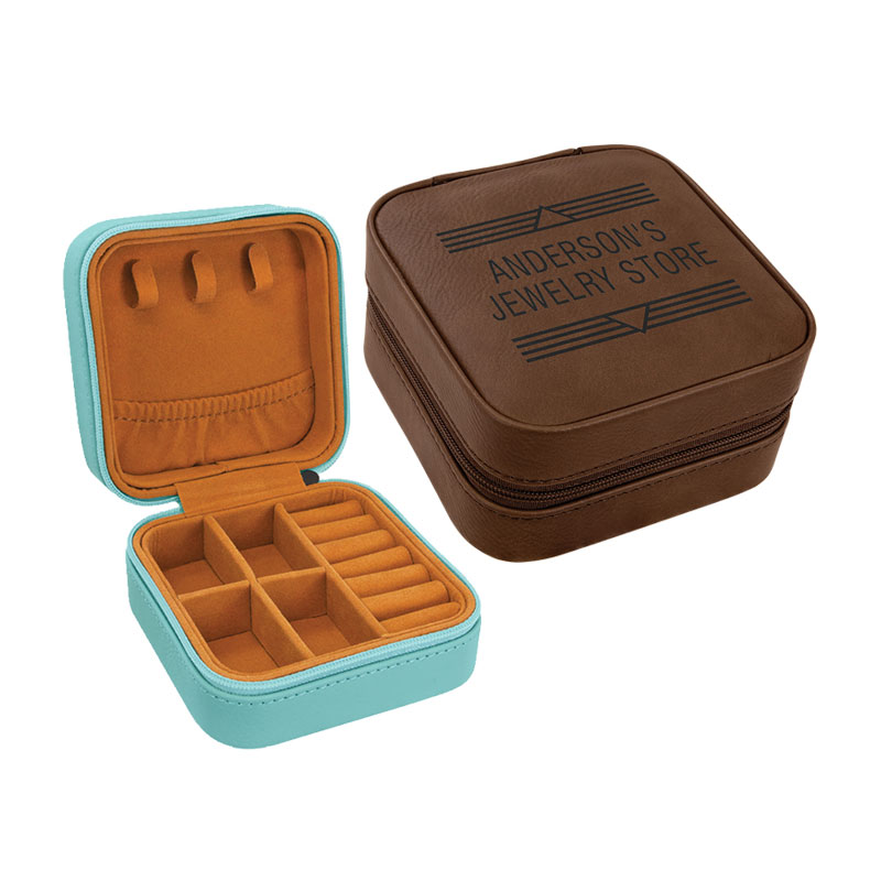4×4 Laserable Leatherette Travel Jewelry Box with Tan Lining 4×4 Laserable Leatherette Travel Jewelry Box with Tan Lining