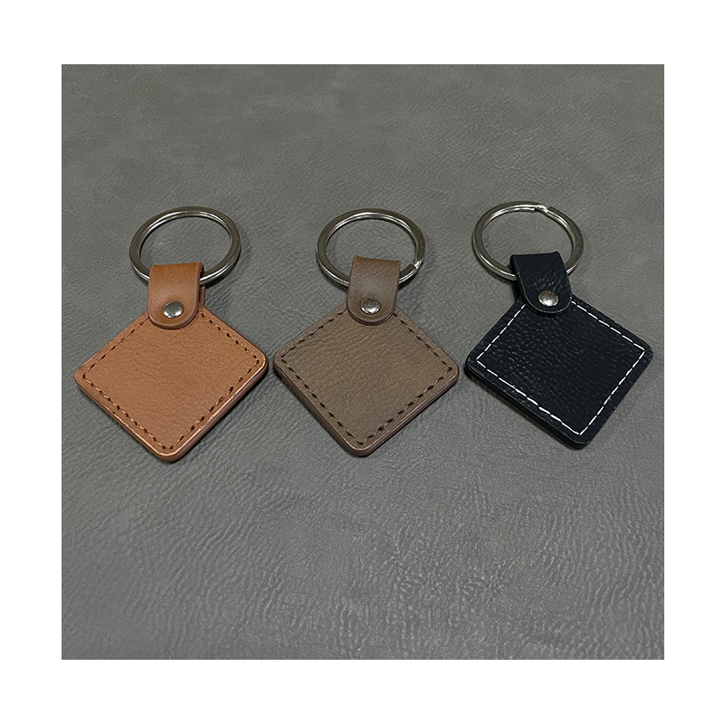 Laserable Leatherette Square Keychains with Oiled Edge Laserable Leatherette Square Keychains with Oiled Edge