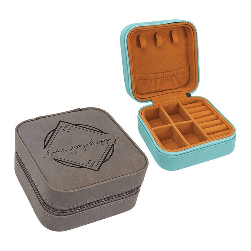 4×4 Laserable Leatherette Travel Jewelry Box with Tan Lining 4×4 Laserable Leatherette Travel Jewelry Box with Tan Lining