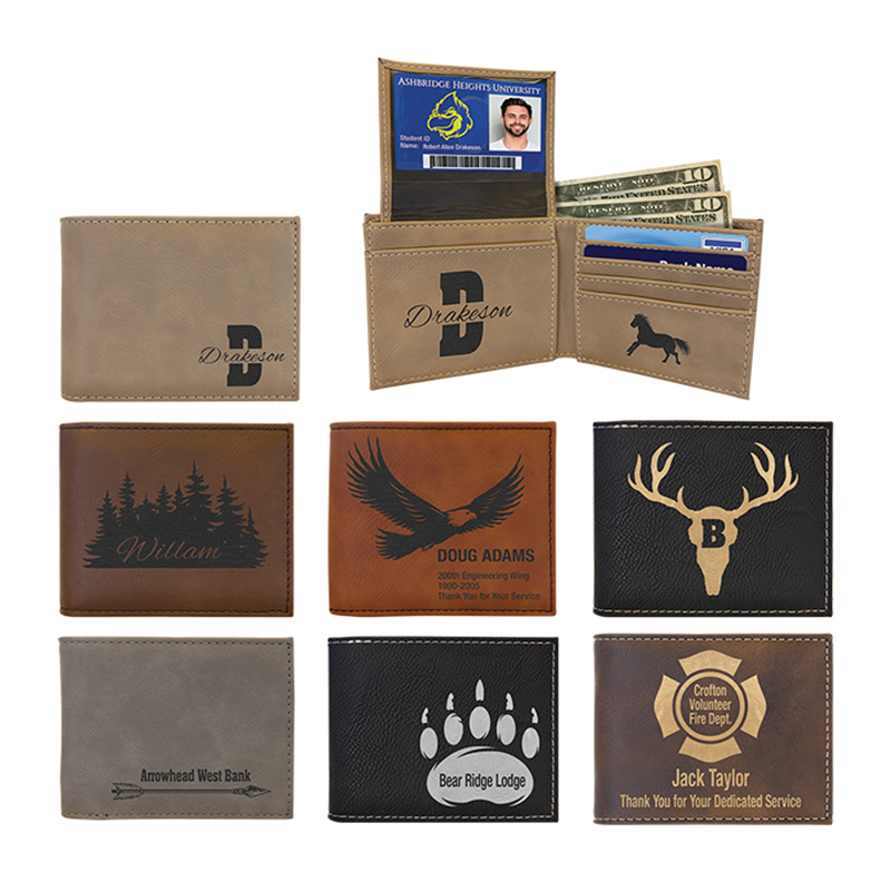 Laserable Leatherette Bi-Fold Wallet w/Flip ID Display Laserable Leatherette Bi-Fold Wallet w/Flip ID Display
