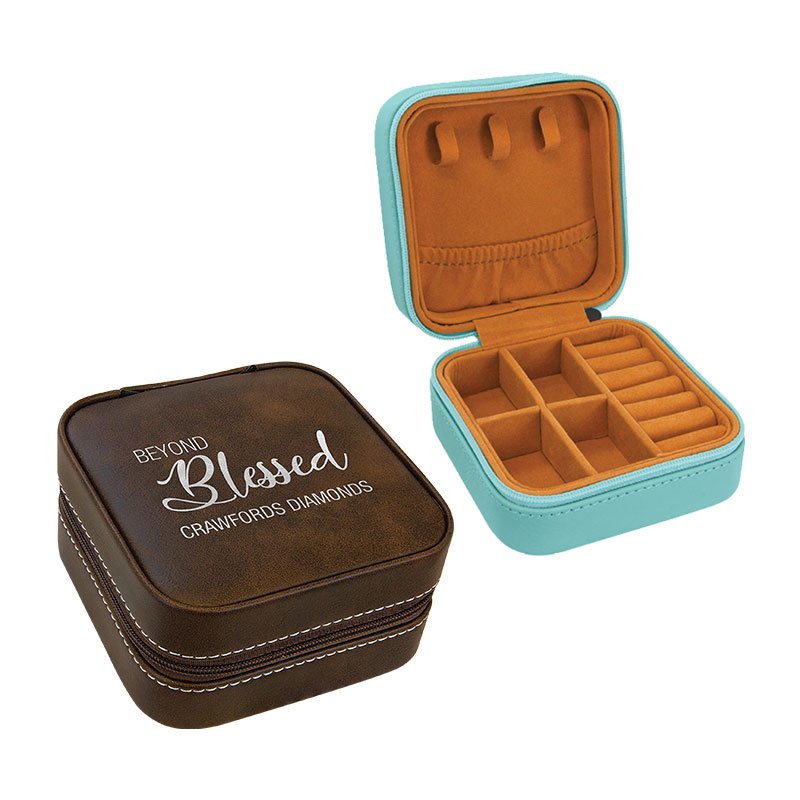 4×4 Laserable Leatherette Travel Jewelry Box with Tan Lining 4×4 Laserable Leatherette Travel Jewelry Box with Tan Lining