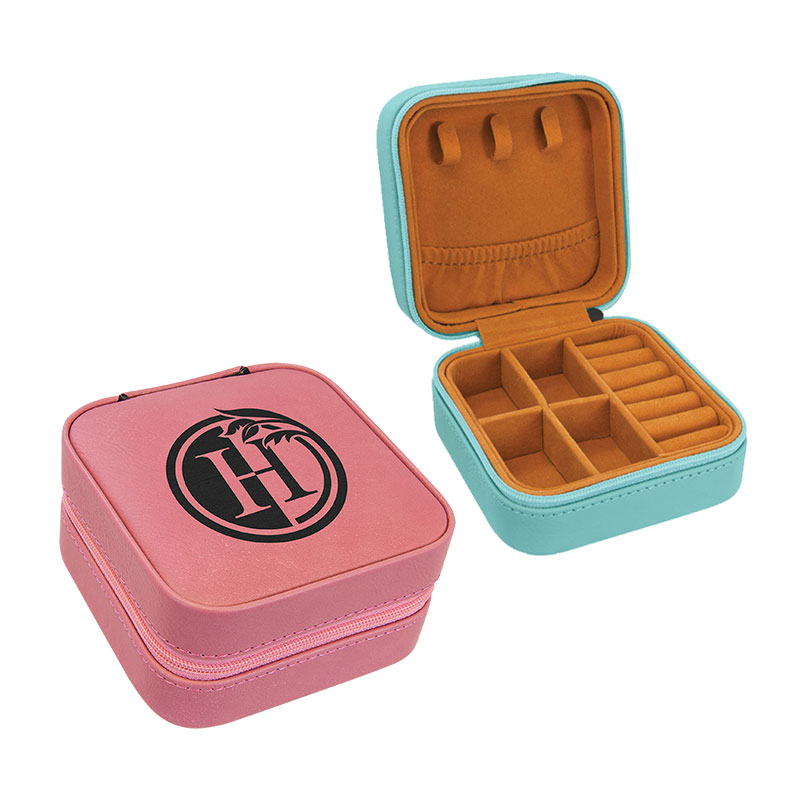 4×4 Laserable Leatherette Travel Jewelry Box with Black Lining 4×4 Laserable Leatherette Travel Jewelry Box with Black Lining