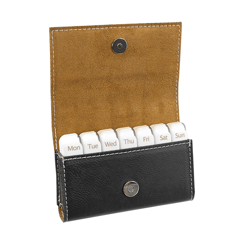 4 3/4' x 3 1/8' Laserable Leatherette Pill Box 4 3/4' x 3 1/8' Laserable Leatherette Pill Box