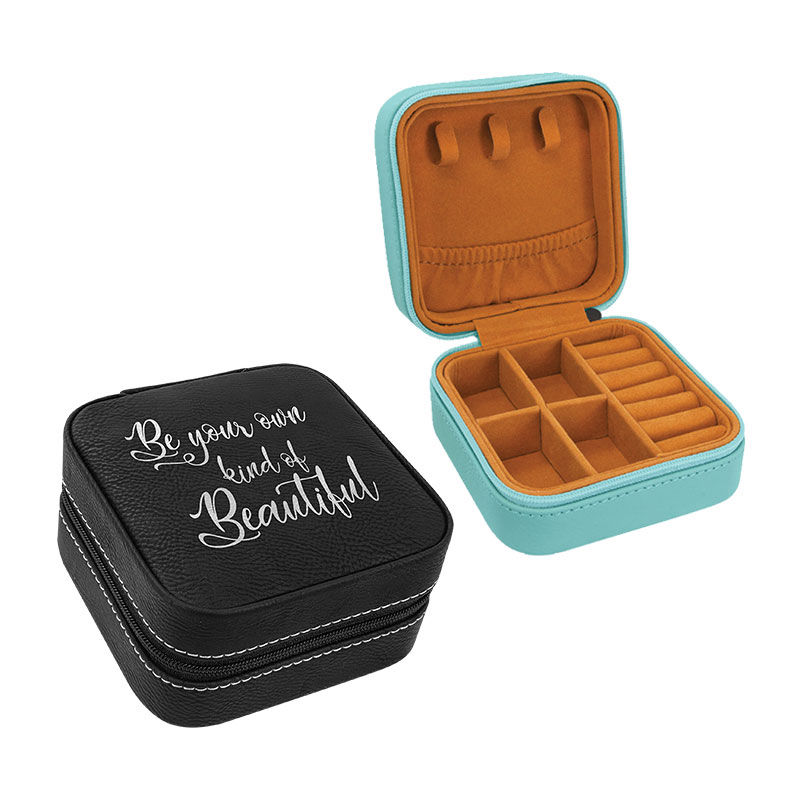 4×4 Laserable Leatherette Travel Jewelry Box with Black Lining 4×4 Laserable Leatherette Travel Jewelry Box with Black Lining