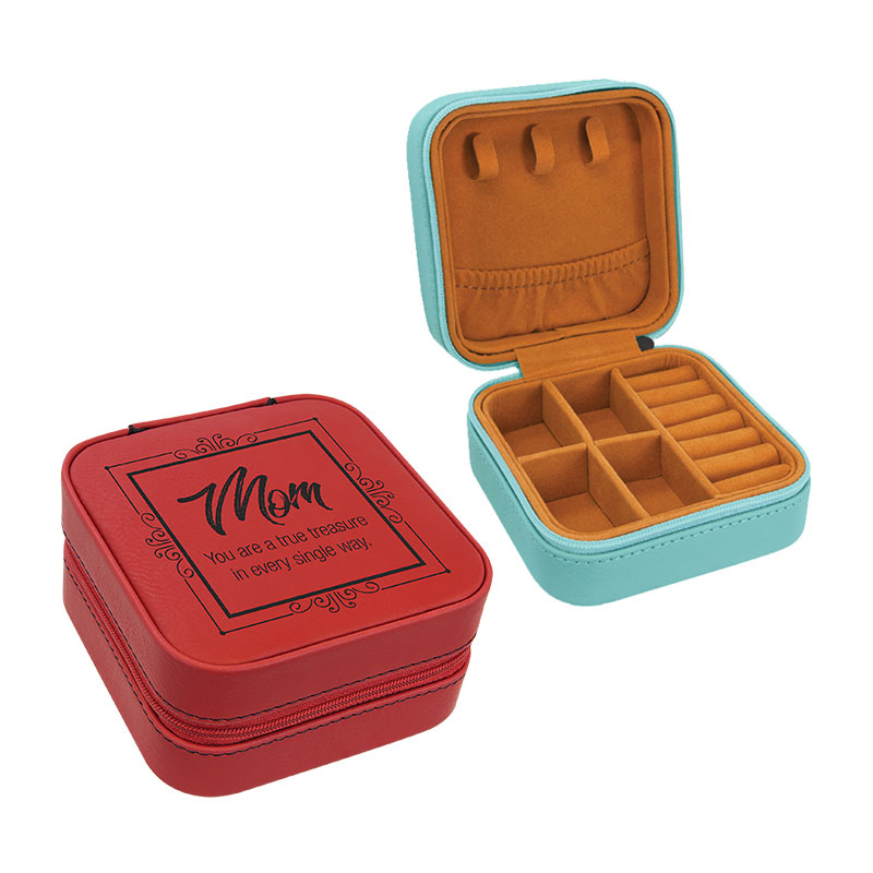 4×4 Laserable Leatherette Travel Jewelry Box with Black Lining 4×4 Laserable Leatherette Travel Jewelry Box with Black Lining