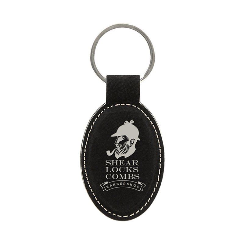 Laserable Leatherette Oval Keychain Laserable Leatherette Oval Keychain