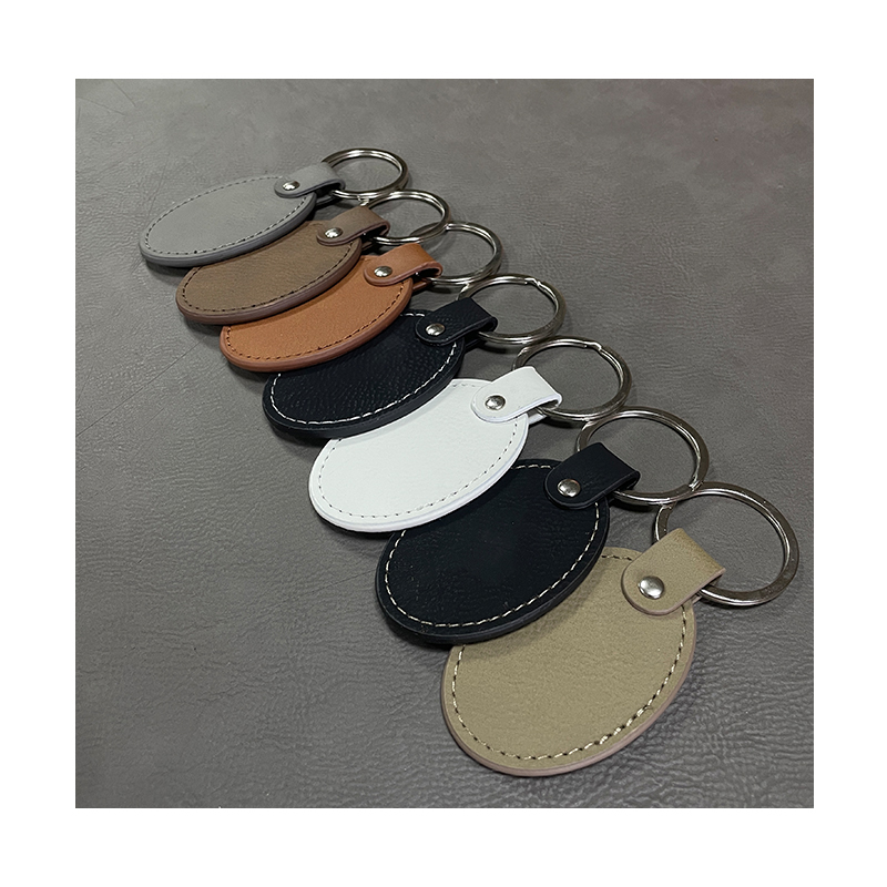 Laserable Leatherette Oval Keychains with Oiled Edge Laserable Leatherette Oval Keychains with Oiled Edge